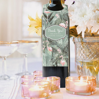 Flamingo Orchid Tropical Pattern Sage ID868 Bottle Tag