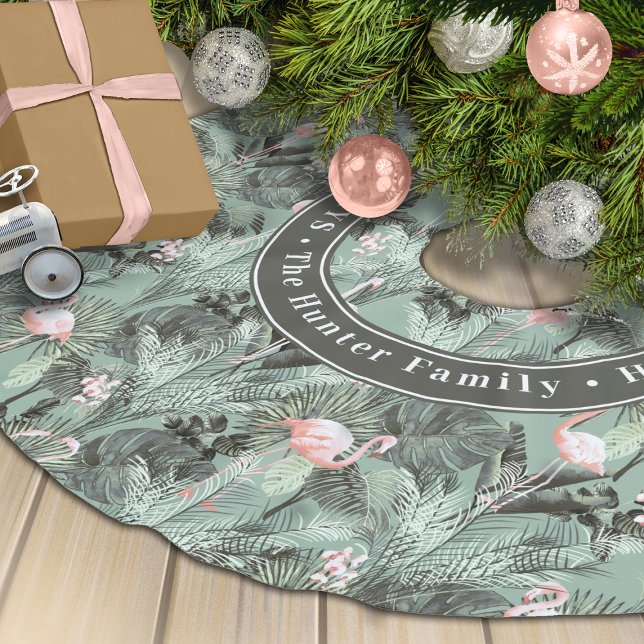 Flamingo Orchid Tropical Pattern Sage ID868 Brushed Polyester Tree Skirt (Creator Uploaded)