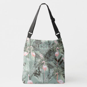 Flamingo Orchid Tropical Pattern Sage ID868 Crossbody Bag