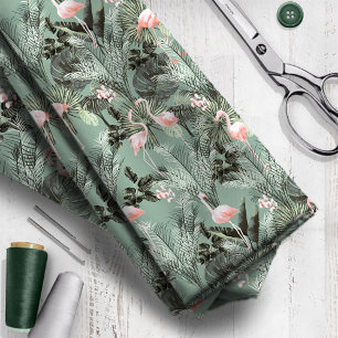 Flamingo Orchid Tropical Pattern Sage ID868 Fabric
