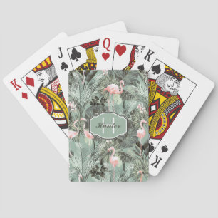 Flamingo Orchid Tropical Pattern Sage ID868 Playing Cards