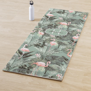 Flamingo Orchid Tropical Pattern Sage ID868 Yoga Mat