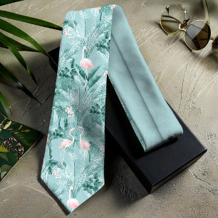 Flamingo Orchid Tropical Pattern Teal ID868 Tie