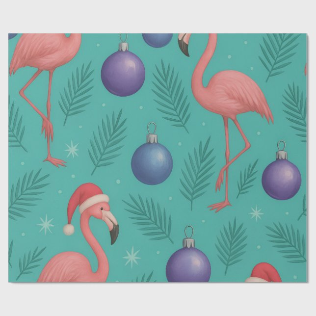 Flamingo Ornament Holiday Wrapping Paper (Flat)