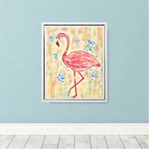Flamingo painting Framed Wall Canvas Print