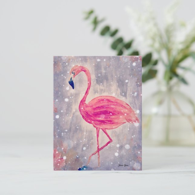 Flamingo Painting Greeting Card Personalise it (Standing Front)