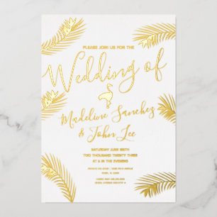 Flamingo Palm   Foil Pressed  Wedding Invitation
