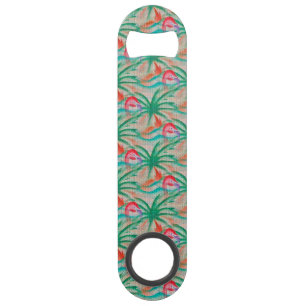 Flamingo Palm Tree Burlap Look