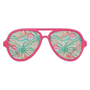 Flamingo Palm Tree Burlap Look Aviator Sunglasses
