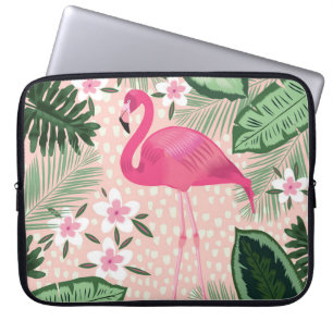 Flamingo, palm trees, kitchen design laptop sleeve