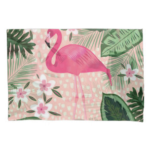 Flamingo, palm trees, kitchen design pillowcase