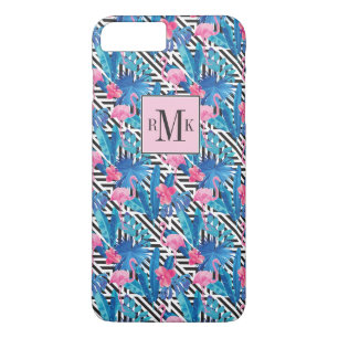Flamingo & Palms on Geometric Pattern Case-Mate iPhone Case