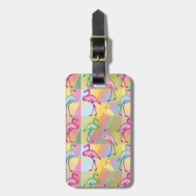 Flamingo Parade Luggage Tag (Front Vertical)