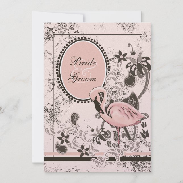 Flamingo Paradise Beach Wedding Invitation (Front)