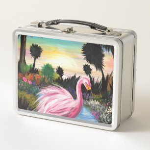 Flamingo Paradise  Metal Lunch Box