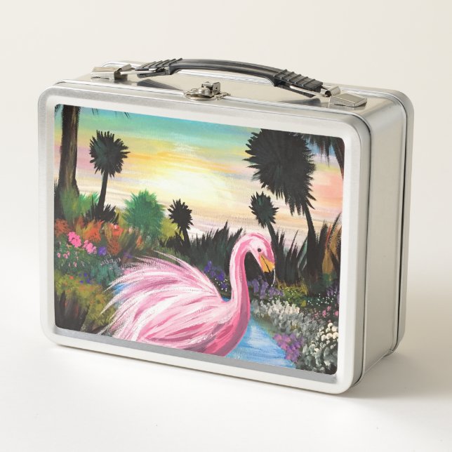 Flamingo Paradise  Metal Lunch Box (Front)