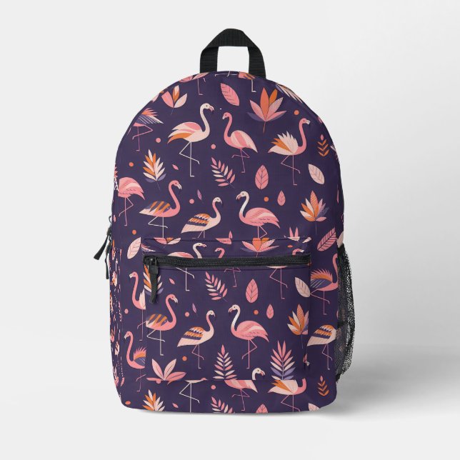 Flamingo Paradise Pattern Printed Backpack (Front)