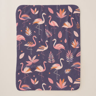 Flamingo Paradise Pattern Sherpa Blanket
