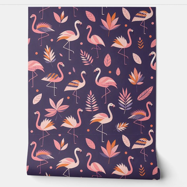 Flamingo Paradise Pattern Wallpaper (Unrolling)