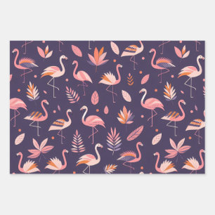 Flamingo Paradise Pattern Wrapping Paper Sheet