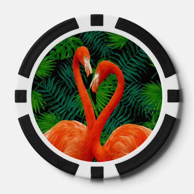 Flamingo Paradise Poker Chips, Black Poker Chips (Front)