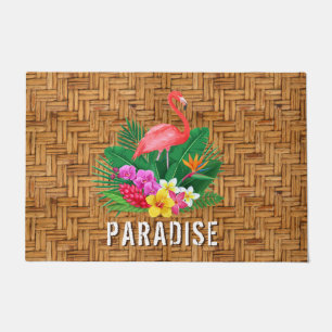 Flamingo Paradise Wicker Print Doormat