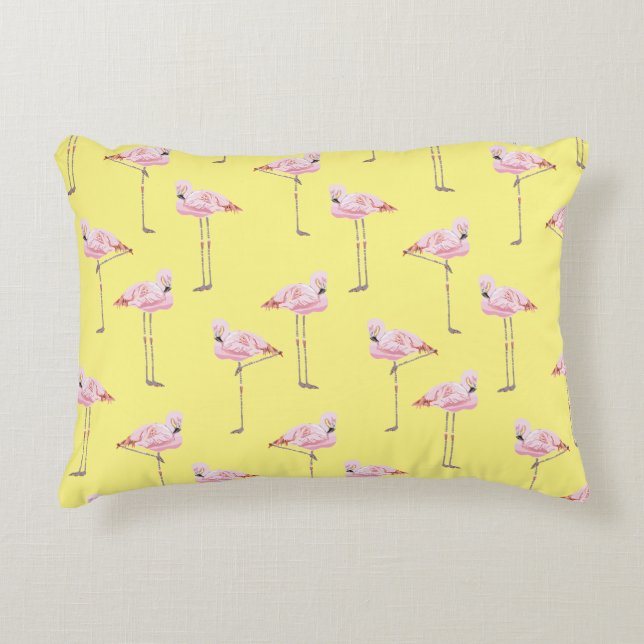 FLAMINGO PARK PINK AND YELLOW FLAMINGO Cushion (Front)