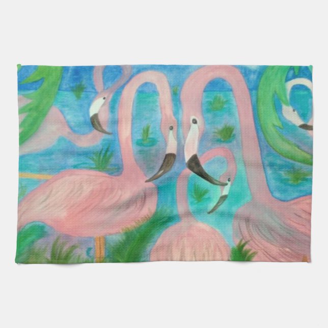Flamingo party art towel (Horizontal)