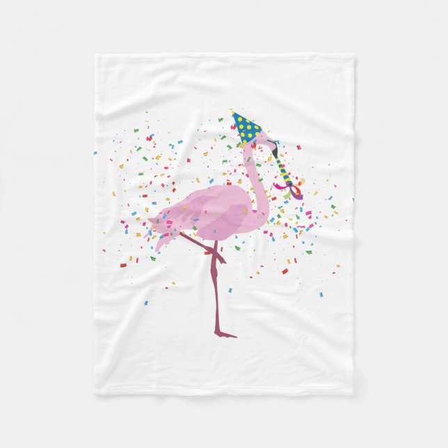Flamingo Partying - Animals Having a Party Fleece Blanket (Front)