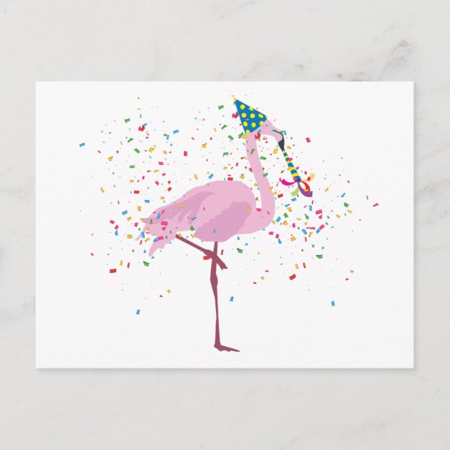 Flamingo Partying - Animals Having a Party Postcard (Front)