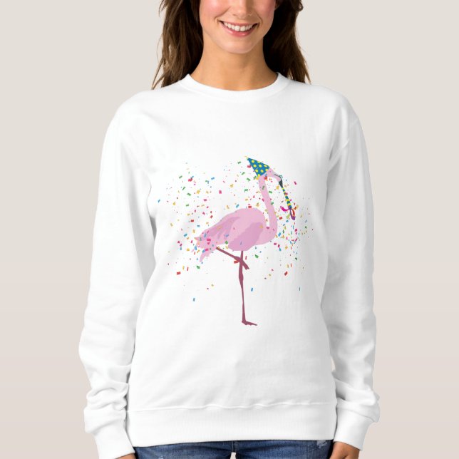 Flamingo Partying - Animals Having a Party Sweatshirt (Front)