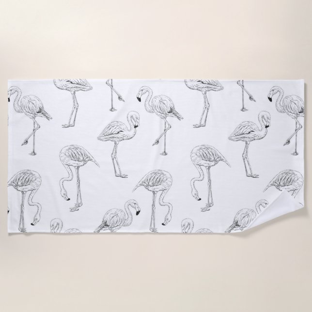 Flamingo pattern beach towel (Front)