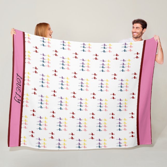 Flamingo Pattern Colourful Fleece Blanket (In Situ)