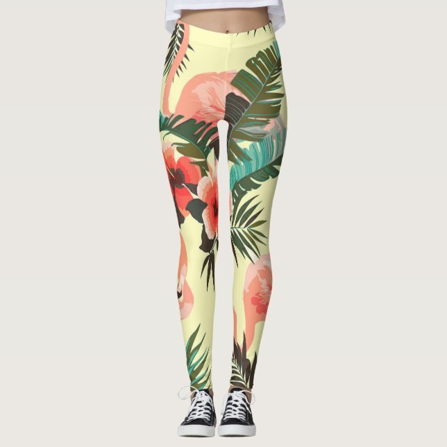 Flamingo Pattern Leggings (Front)