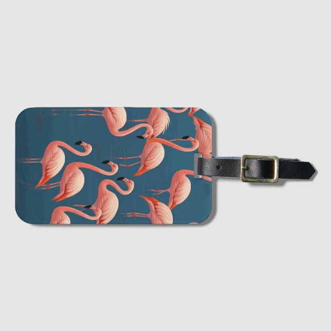 Flamingo Pattern Luggage Tag (Front Horizontal)