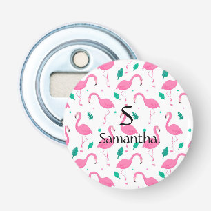 Flamingo pattern Monogram and Name Custom Bottle Opener
