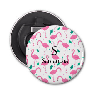 Flamingo pattern Monogram and Name Custom Bottle Opener