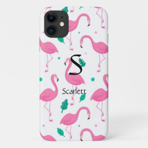 Flamingo pattern Monogram and Name Custom Case-Mate iPhone Case