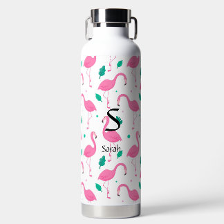 Flamingo pattern Monogram and Name Custom Water Bottle