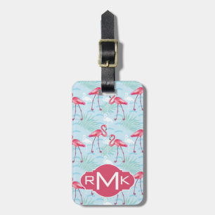 Flamingo Pattern   Monogram Luggage Tag