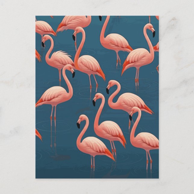 Flamingo Pattern Postcard (Front)