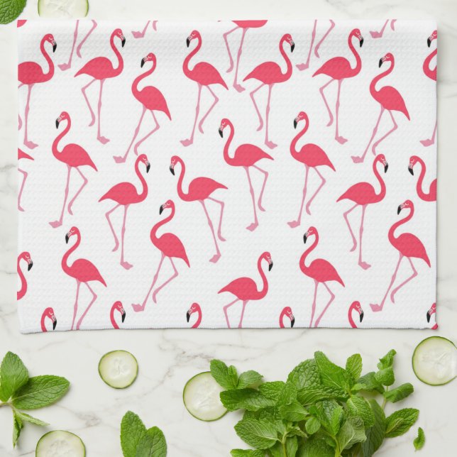 Flamingo Pattern Tea Towel (Folded)