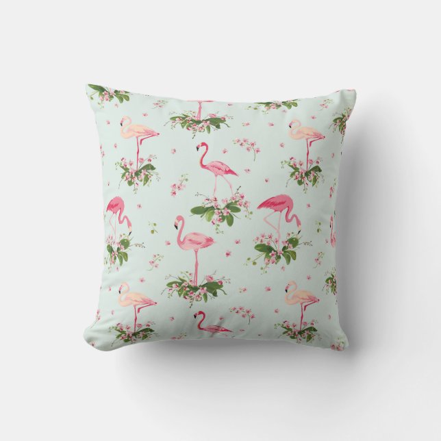 Flamingo pattern throw pillow (Front)