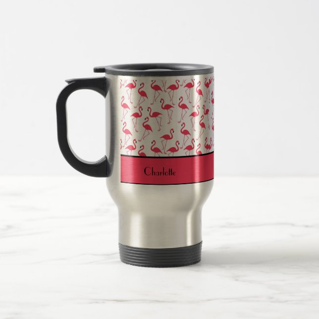 Flamingo Pattern Travel Mug (Left)