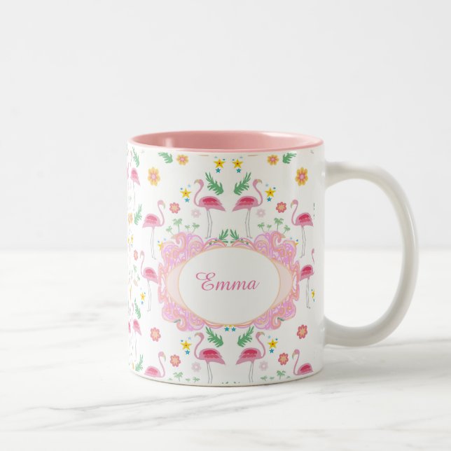 flamingo pattern Two-Tone coffee mug (Right)