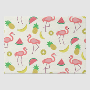 Flamingo Pattern with Watermelon and Pineapples  Tissue Paper