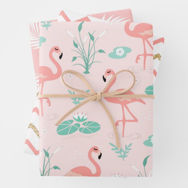  Flamingo Pattern  Wrapping Paper Sheet (In situ)