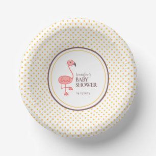 Flamingo Personalized Baby Shower Paper Bowls Plate