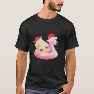 Flamingo Pineapple Xmas Pool Party Summer Christma T-Shirt
