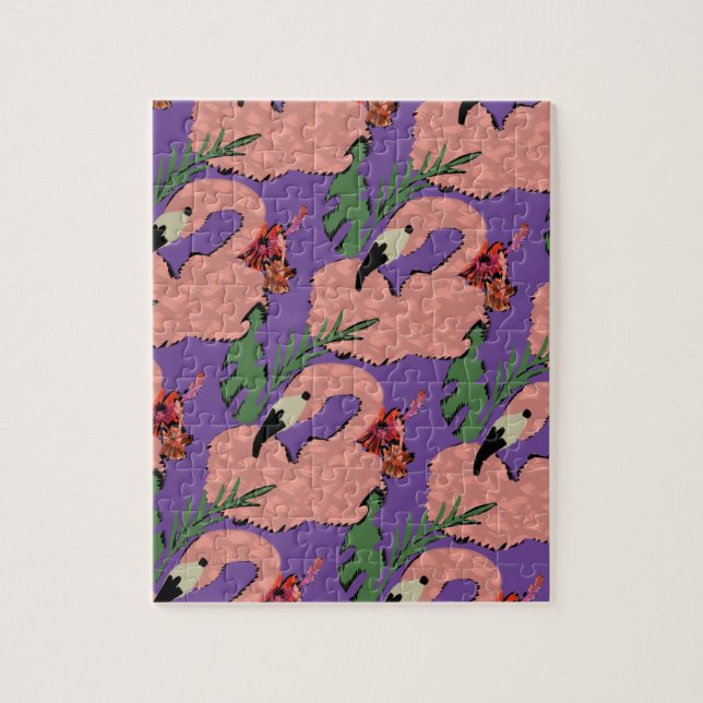 Flamingo Pineapples Hand Drawn Doodles Jigsaw Puzzle (Vertical)